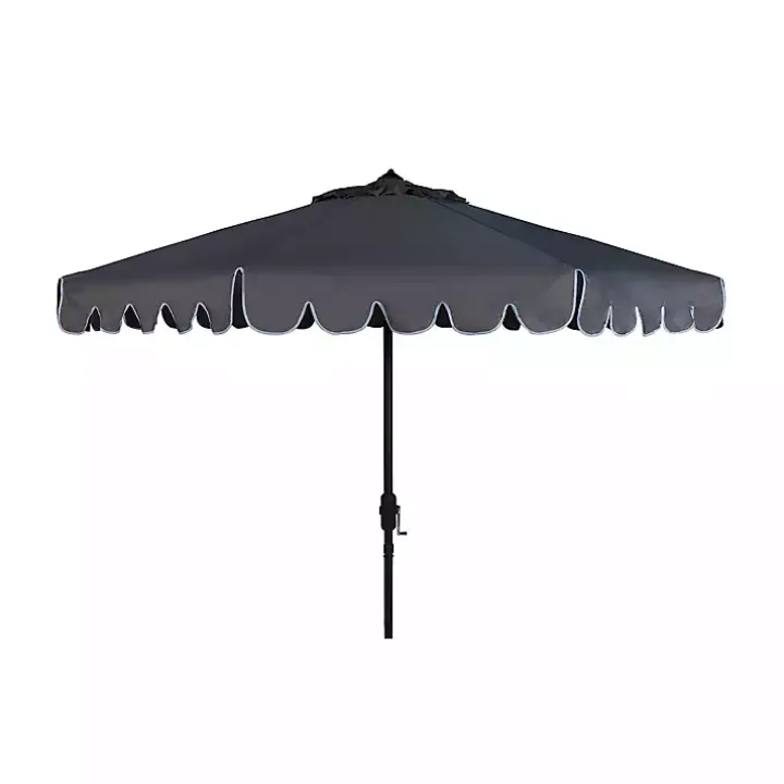 Taupe Scallop Tilt Crank 9 ft. Outdoor Umbrella