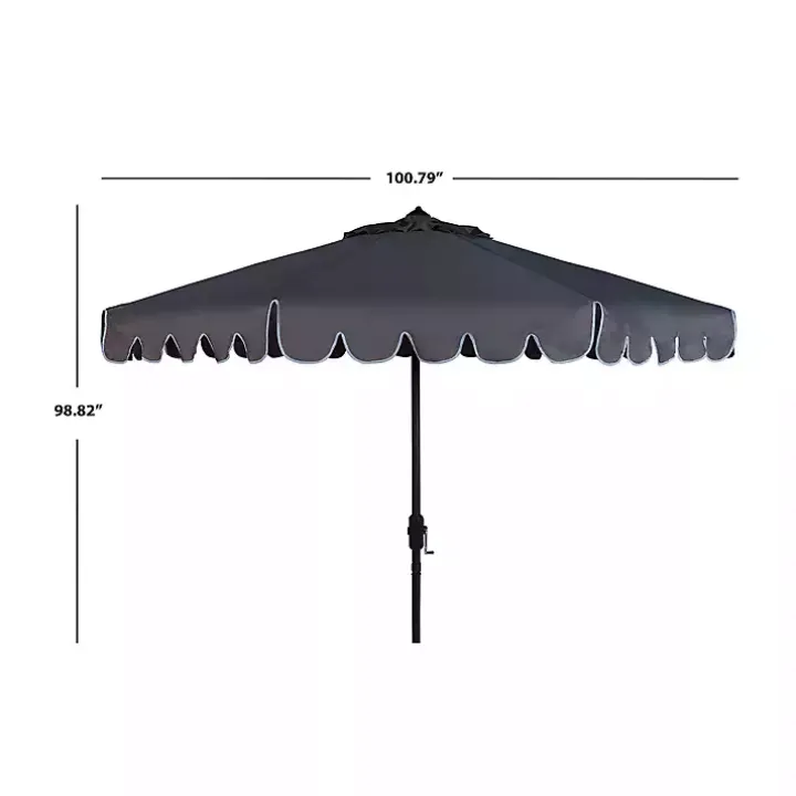 Taupe Scallop Tilt Crank 9 ft. Outdoor Umbrella