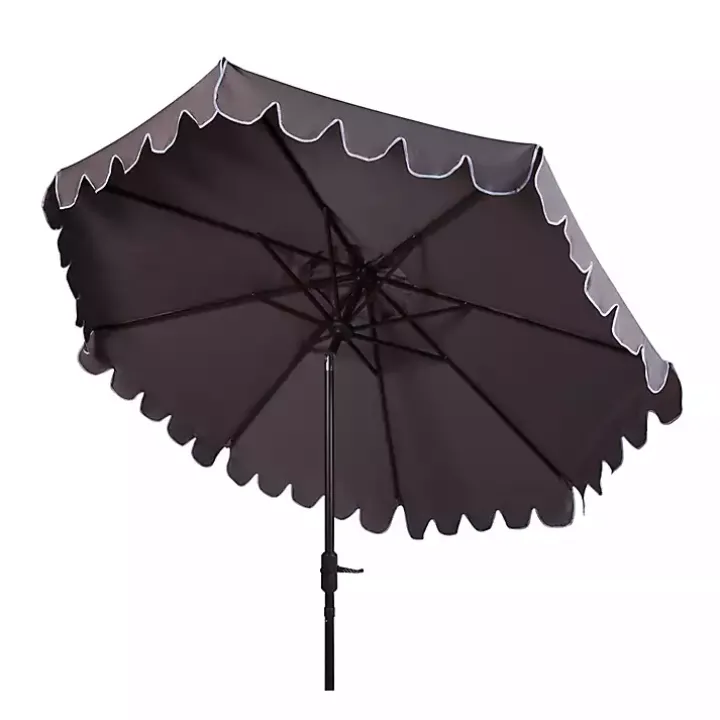 Taupe Scallop Tilt Crank 9 ft. Outdoor Umbrella