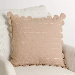 Taupe Scalloped Edge Pillow