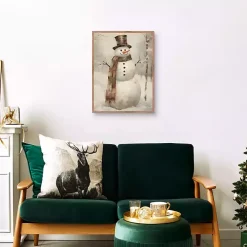 Taupe Snowman Framed Art Print