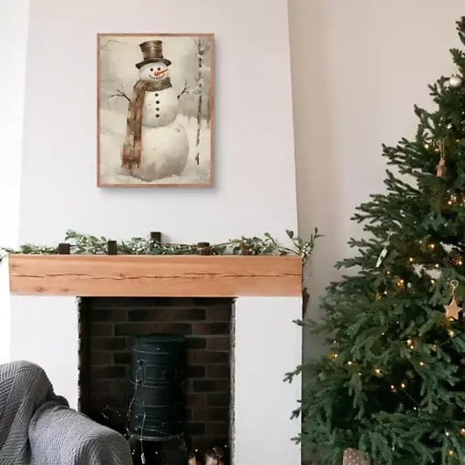 Taupe Snowman Framed Art Print