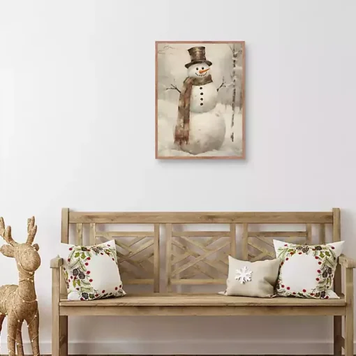 Taupe Snowman Framed Art Print