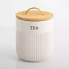 Tea Ribbed Ceramic Canister