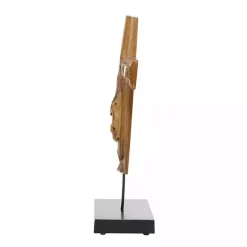 Teak Wood Floating Cross Tabletop Sculpture