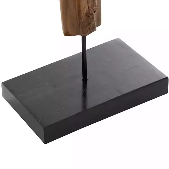 Teak Wood Floating Cross Tabletop Sculpture