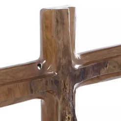 Teak Wood Floating Cross Tabletop Sculpture