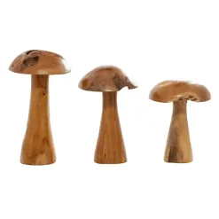 Teakwood Mushroom 3-pc. Sculpture Set