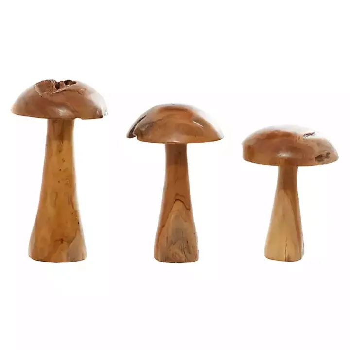 Teakwood Mushroom 3-pc. Sculpture Set