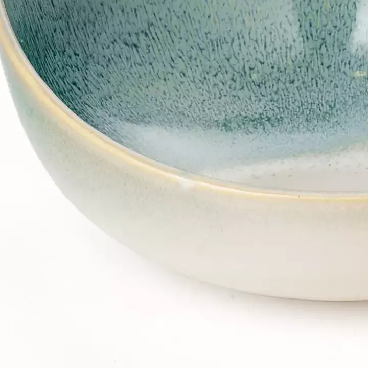 Teal & White Ceramic Decorative Bowls, Set of 3