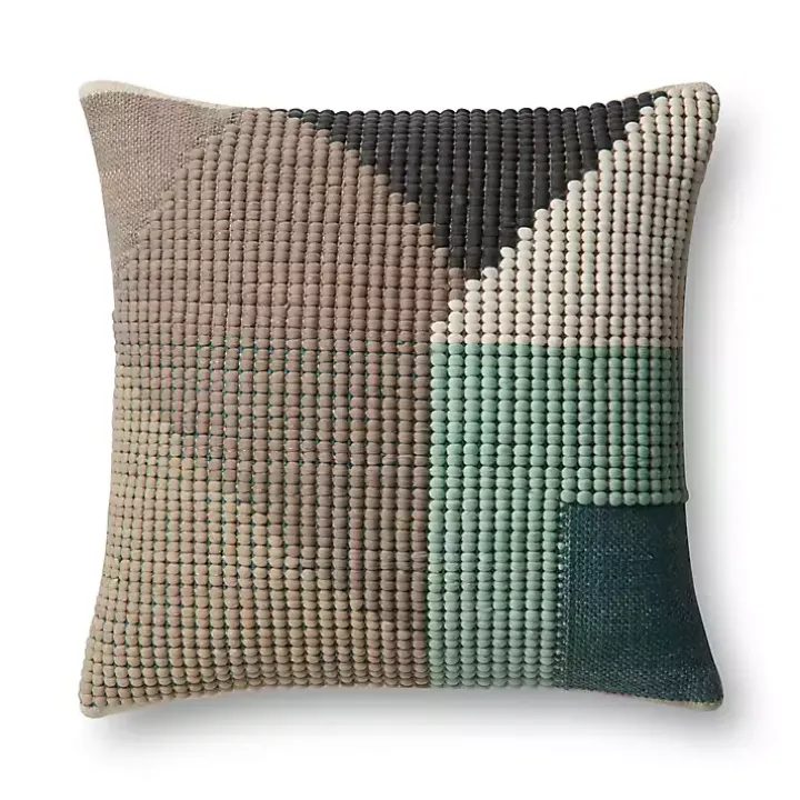 Teal and Brown Abstract Outdoor Pillow