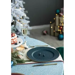 Teal and Gold Hobnail Chargers, Set of 4