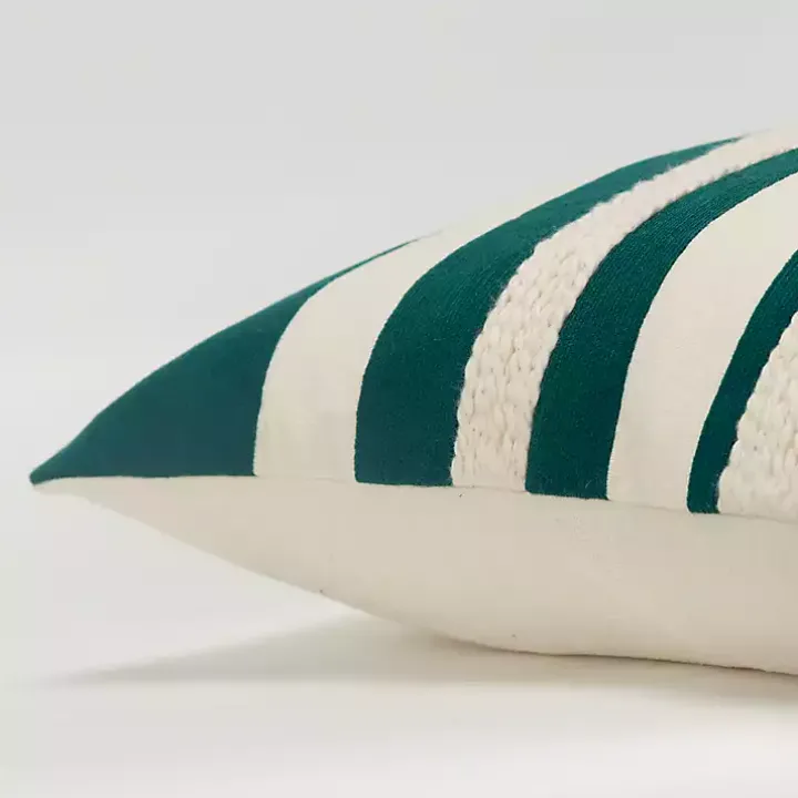 Teal and Ivory Ozzy Striped Pillow