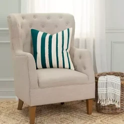 Teal and Ivory Ozzy Striped Pillow