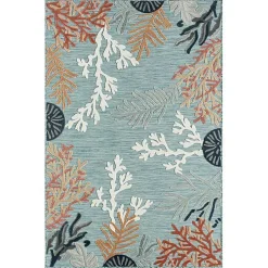 Teal Coral Reef Area Rug, 5x7