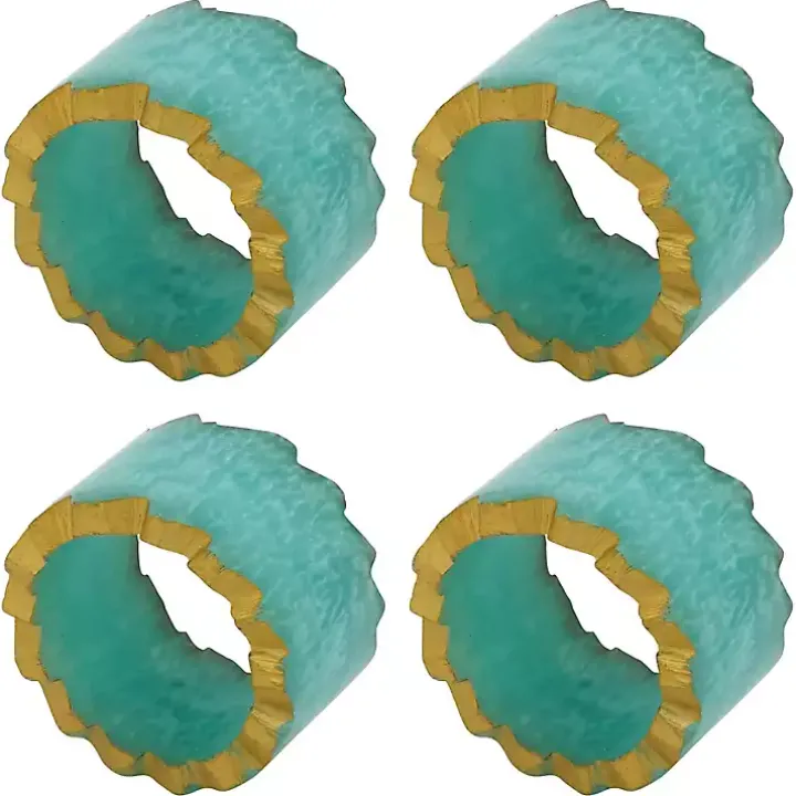 Teal Geode Artistry Napkin Rings, Set of 4