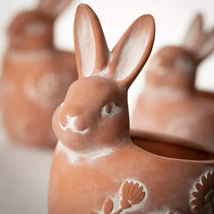 Terracotta Bunny Planters, Set of 3