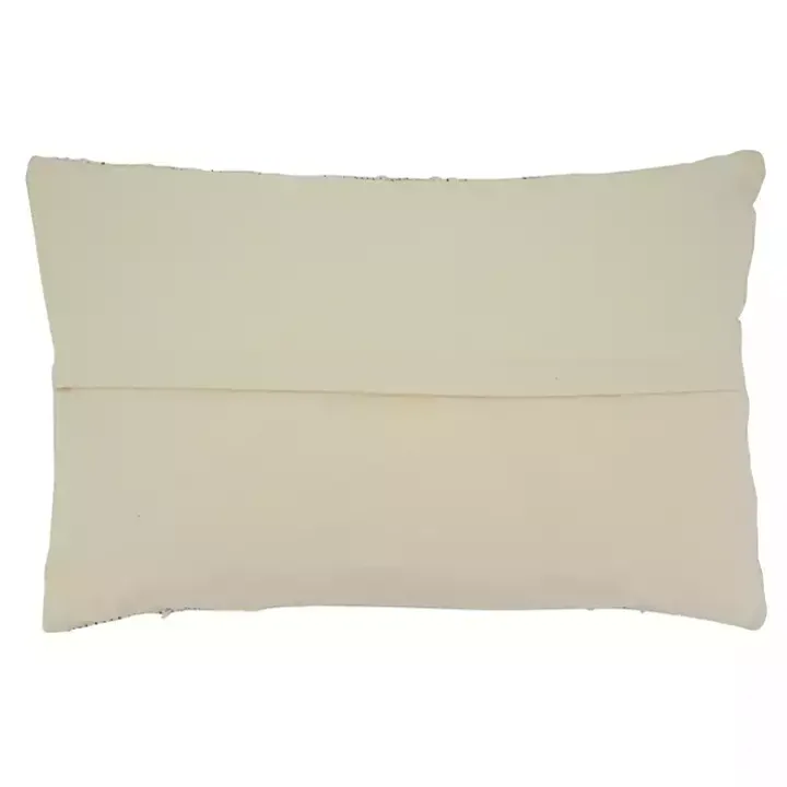 Textured Ivory Fringe Lumbar Throw Pillow