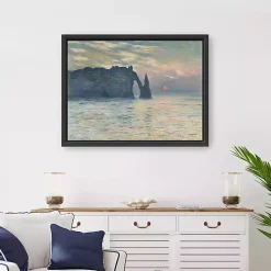 The Cliff-Etretat, Sunset Framed Canvas Art Print