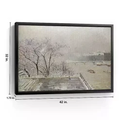 The Louvre Under Snow Framed Canvas Art Print