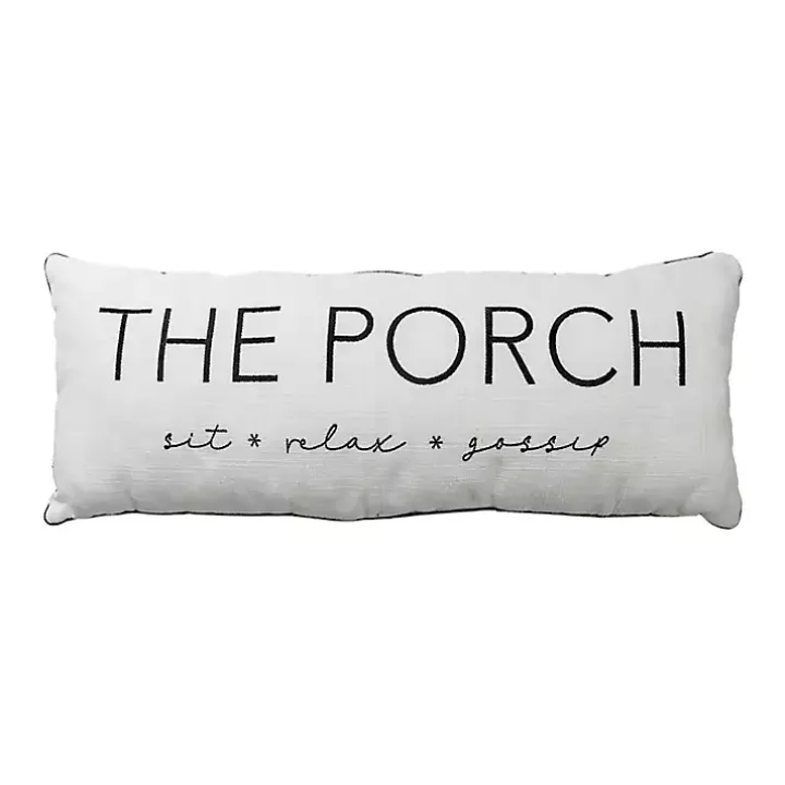 The Porch White Outdoor Lumbar Pillow