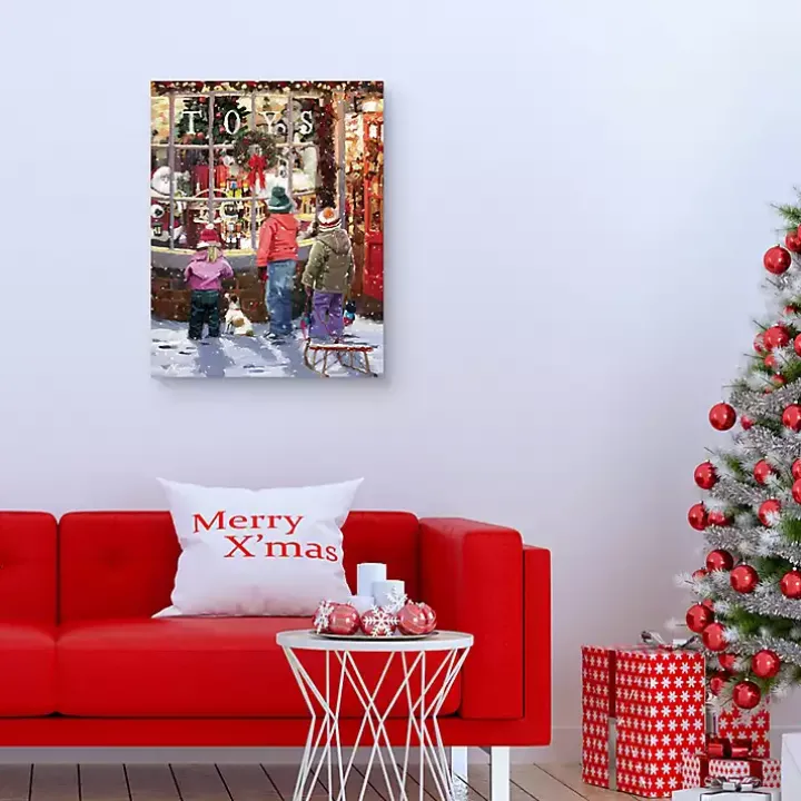 Toy Shop Display Window Christmas Canvas Art Print