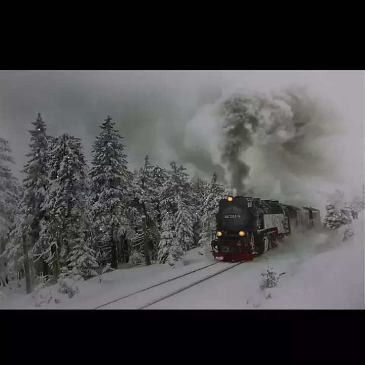 Train in Winter Woods LED Canvas Art Print