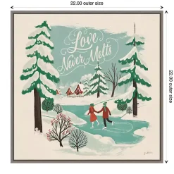 Trees and Ice Skaters Christmas Canvas Wall Plaque