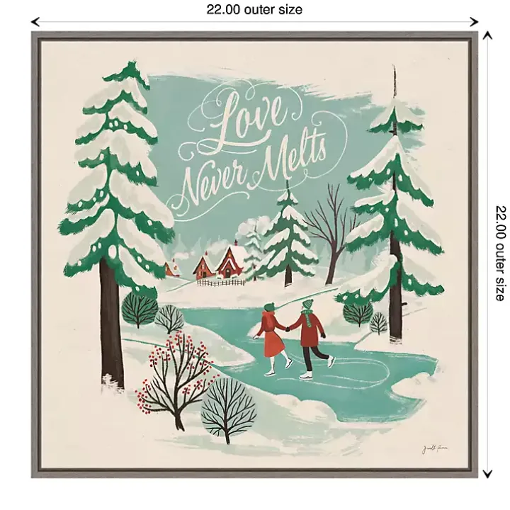 Trees and Ice Skaters Christmas Canvas Wall Plaque