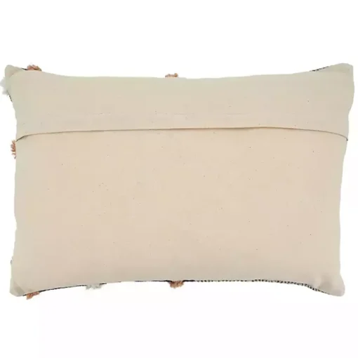 Tufted Chevron Plaid Cotton Lumbar Pillow