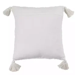 Tufted Diamond White with Tassels Throw Pillow
