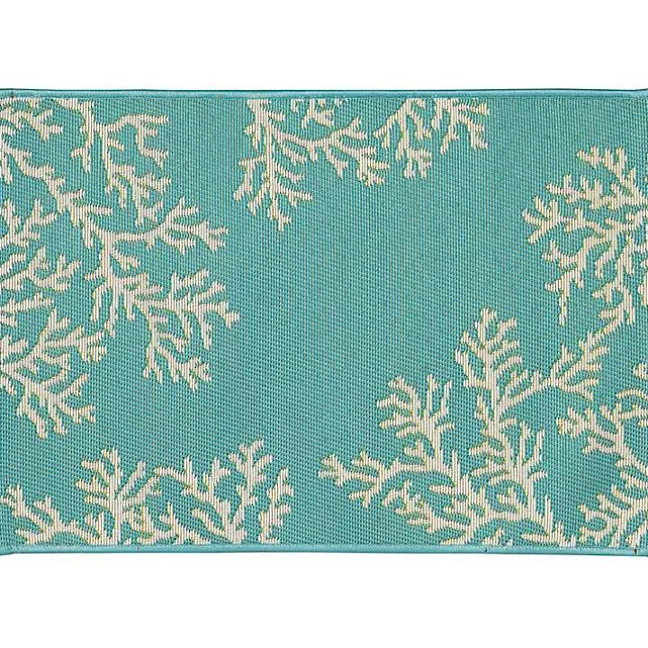 Turquoise Coral Indoor/Outdoor Rug, 2x3