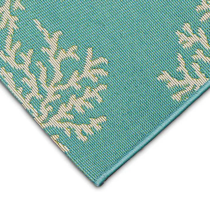 Turquoise Coral Indoor/Outdoor Rug, 2x3