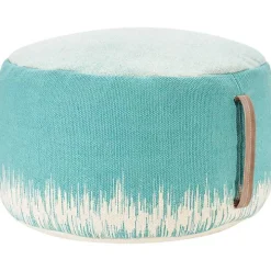 Turquoise Jagged Linear Pouf with Handle