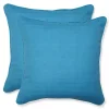 Turquoise Welt Outdoor Pillows, Set of 2