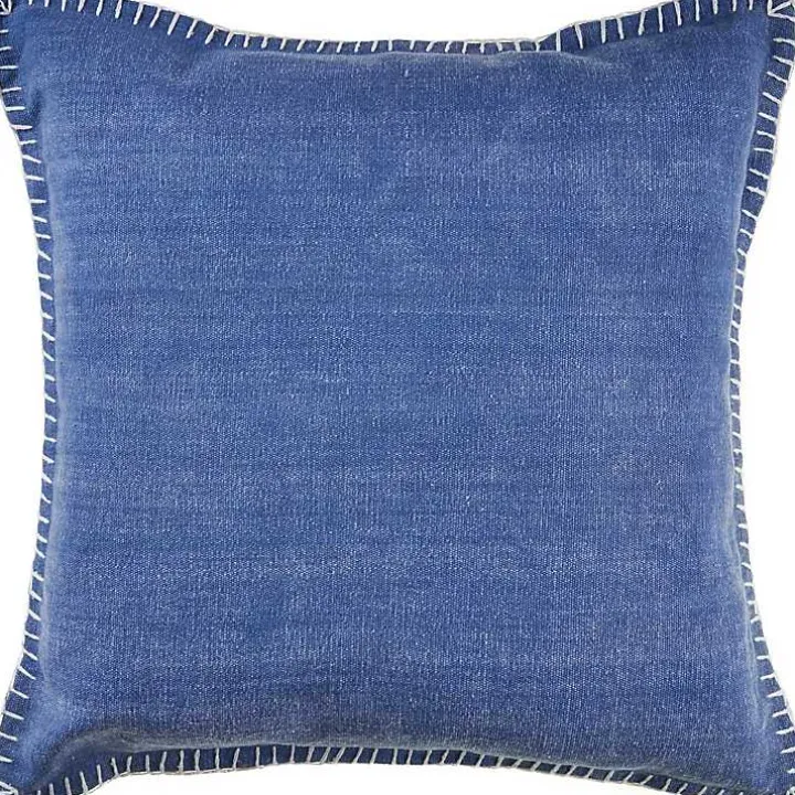 Twilight Blue with Embroidered Edge Pillow, 24 in.