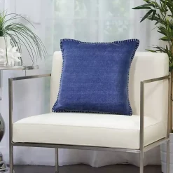 Twilight Blue with Embroidered Edge Pillow, 24 in.