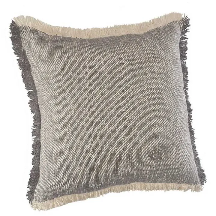 Two-Tone Gray Woven Accent Pillow