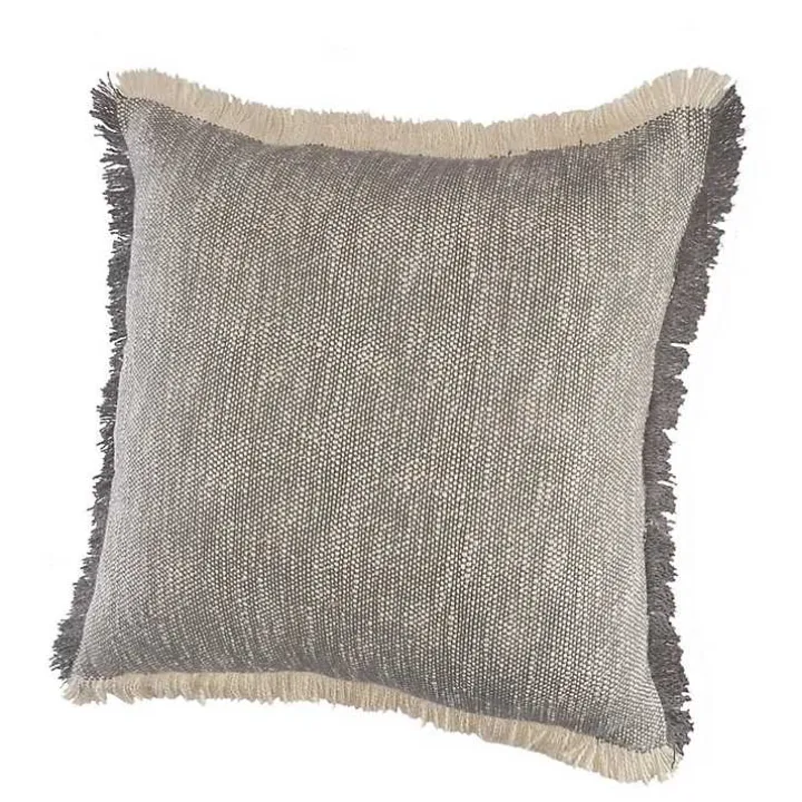 Two-Tone Gray Woven Accent Pillow