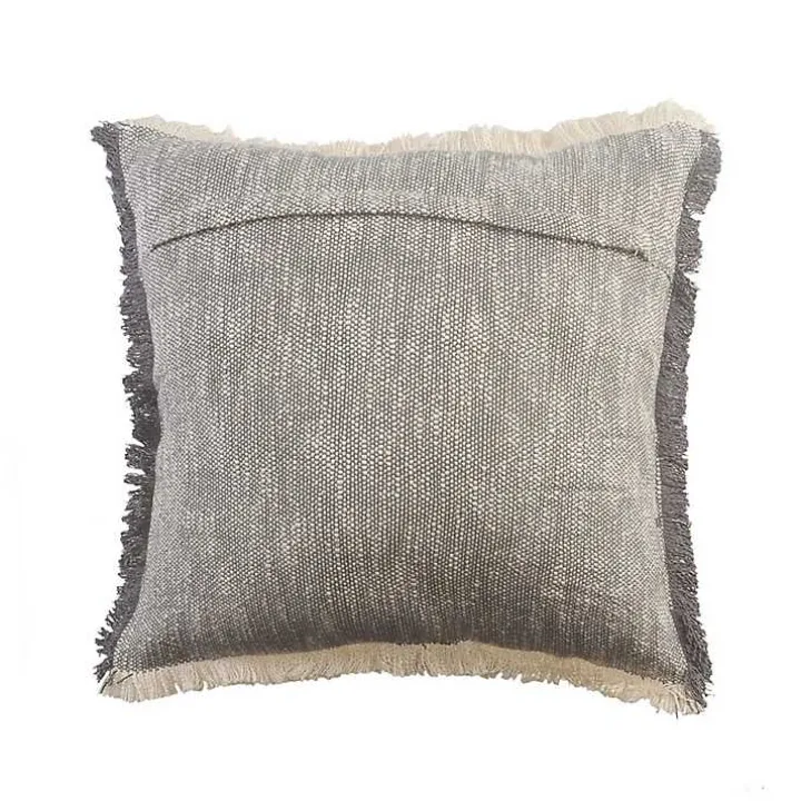 Two-Tone Gray Woven Accent Pillow