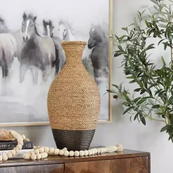 Two-Toned Natural Seagrass Floor Vase, 21 in.