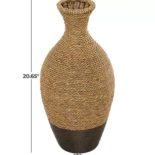 Two-Toned Natural Seagrass Floor Vase, 21 in.