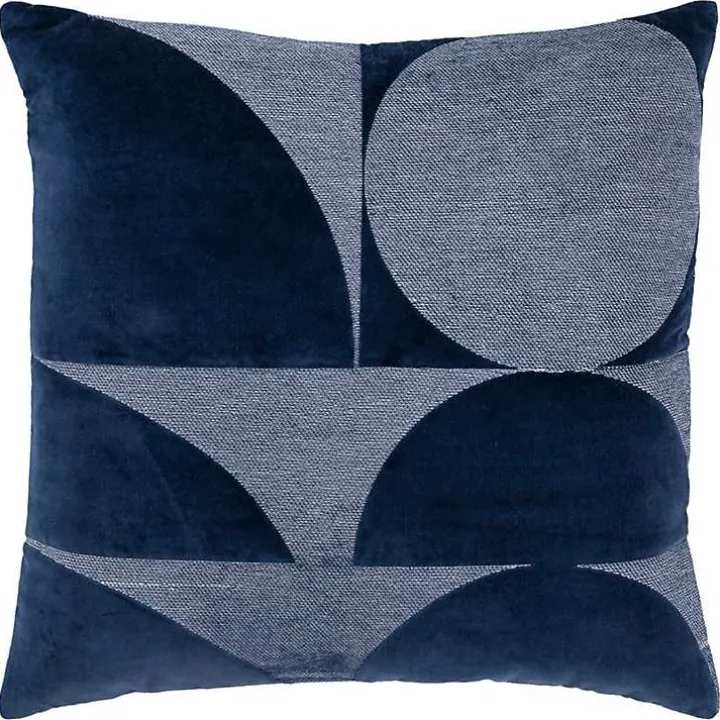 Velvet Navy Monochrome Shapes Throw Pillow