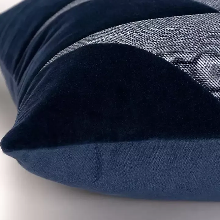 Velvet Navy Monochrome Shapes Throw Pillow
