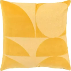 Velvet Yellow Monochrome Shapes Throw Pillow