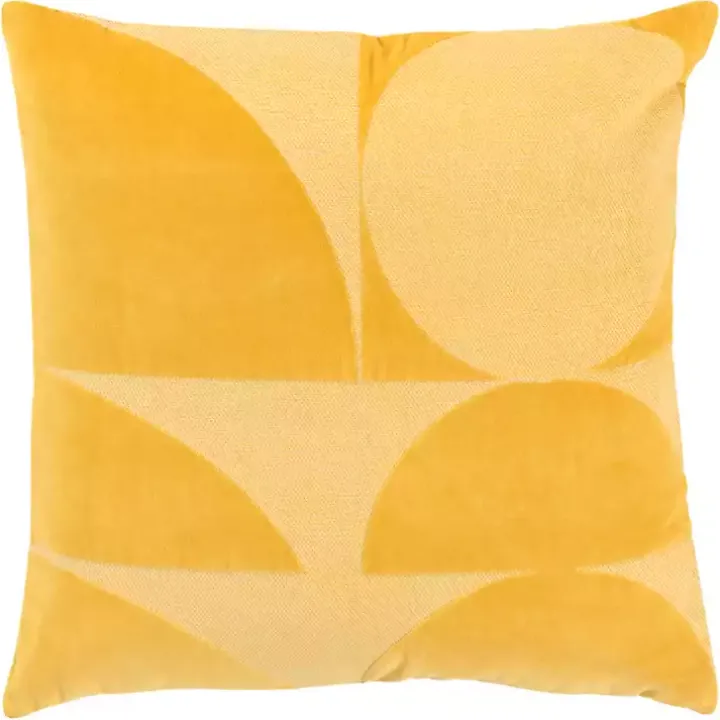 Velvet Yellow Monochrome Shapes Throw Pillow