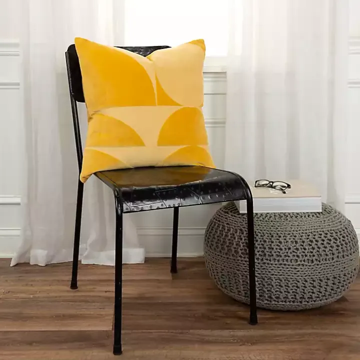 Velvet Yellow Monochrome Shapes Throw Pillow