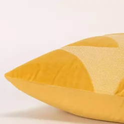 Velvet Yellow Monochrome Shapes Throw Pillow