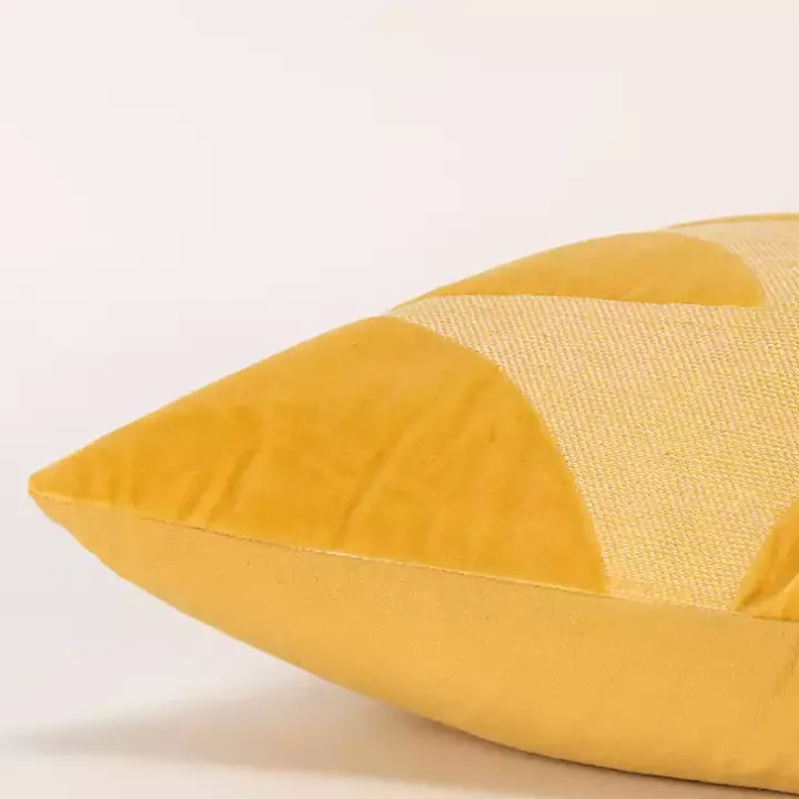 Velvet Yellow Monochrome Shapes Throw Pillow