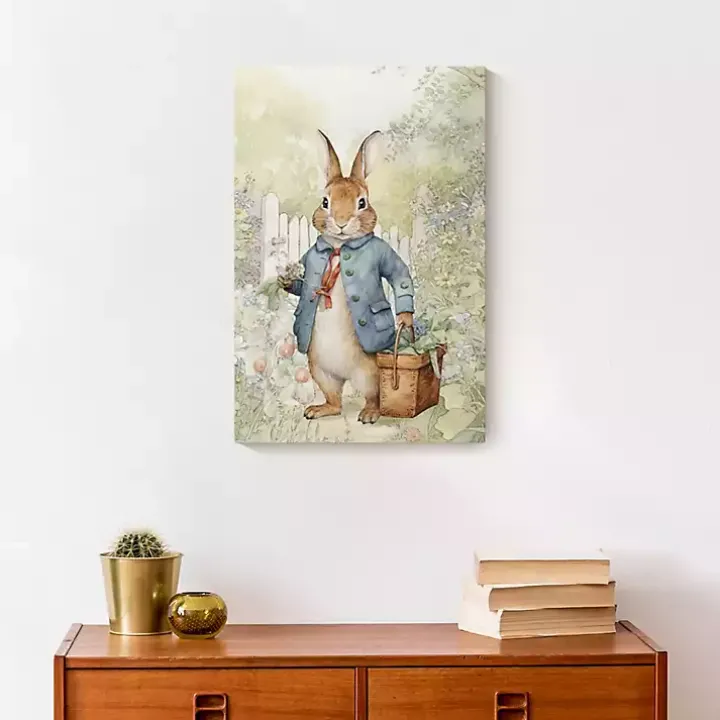 Vintage Garden Bunny Canvas Art Print